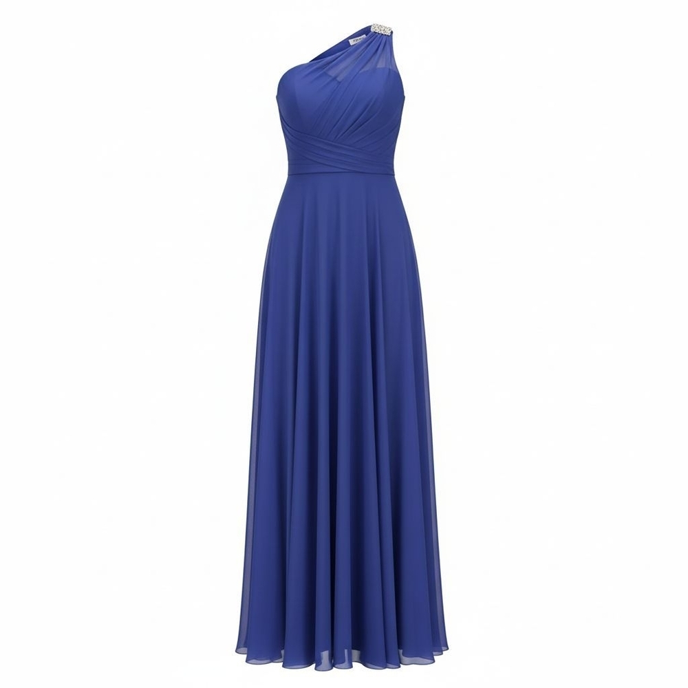 Onyx Nite Royal Blue One-Shoulder Gown